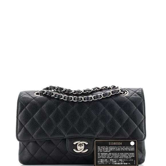 Chanel Classic Double Flap Bag Quilted Caviar Medium Black - Picture 2 of 8